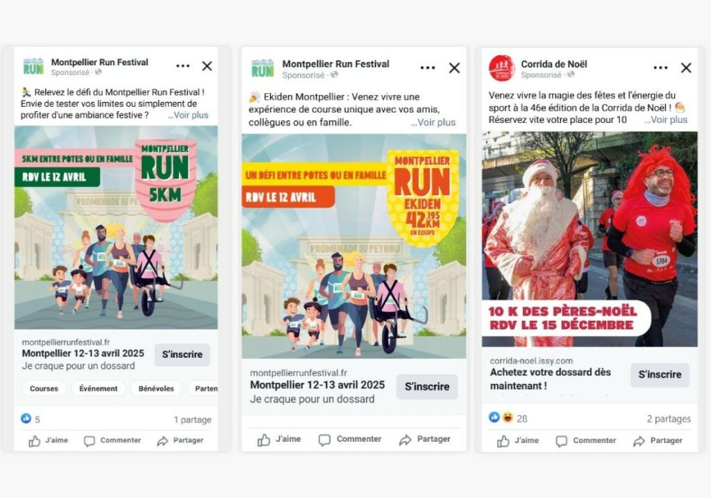 publicité facebook ads trail ekiden 10k