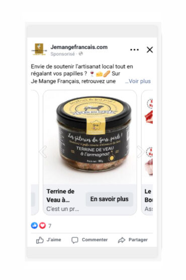 publicité meta dynamique épicerie en ligne