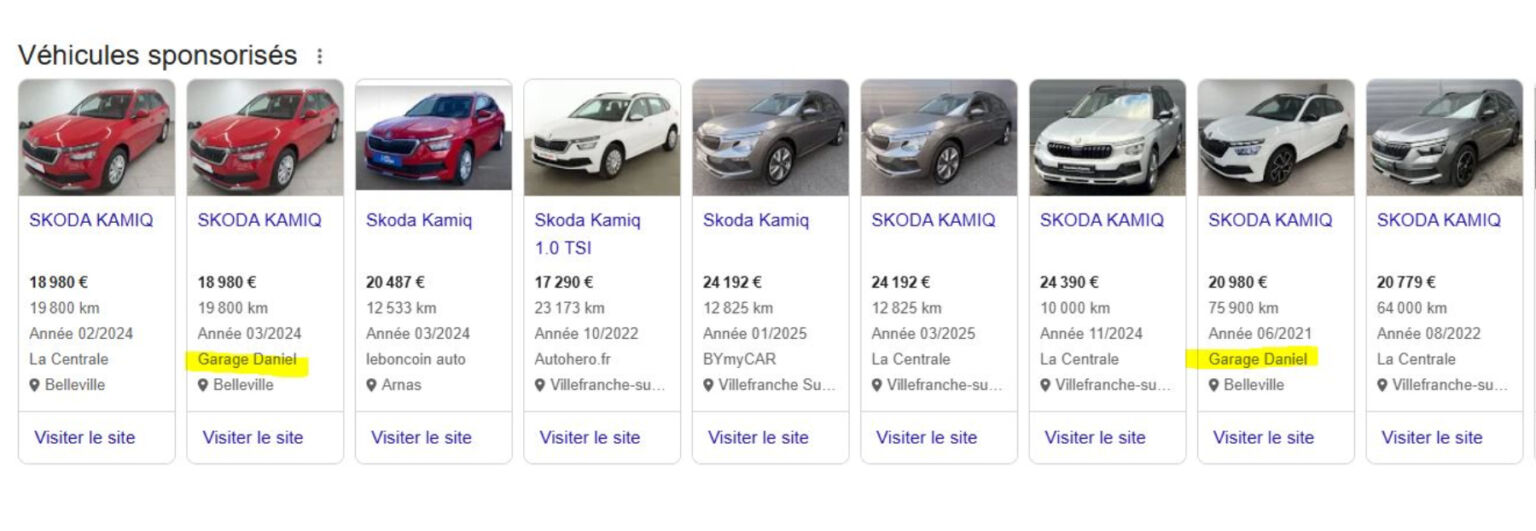 annonce google vehicule concessionnaires