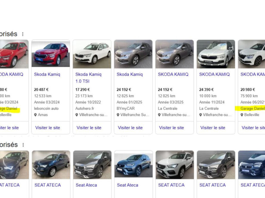 annonces vehicules sur google pour concessionnaires