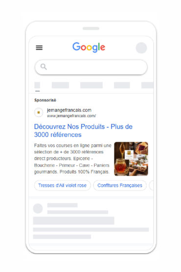 publicité google ads épicerie fine en ligne