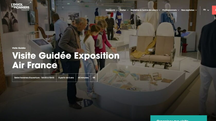 Image du site web de l'envol des pionniers pour illustrer la prestation de google analytics mise en place pour ce musée basé à Toulouse par notre agence.