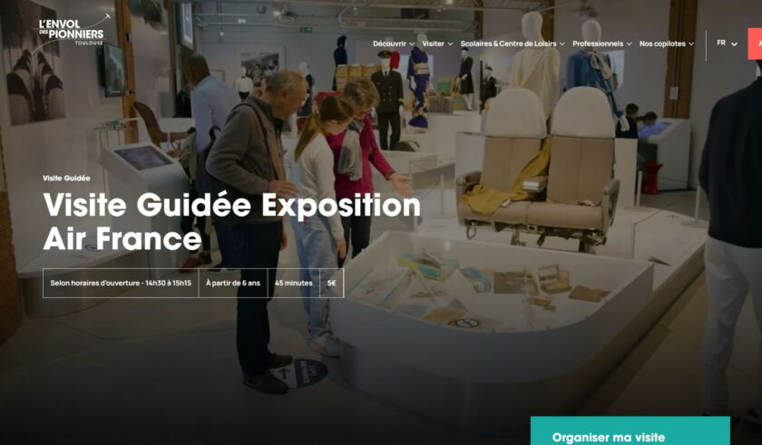 Image du site web de l'envol des pionniers pour illustrer la prestation de google analytics mise en place pour ce musée basé à Toulouse par notre agence.