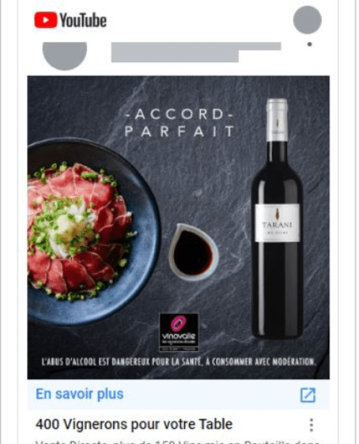 Exemple d'annonce publicitaire réalisée par Forez GOMP agence publicité digitale vin