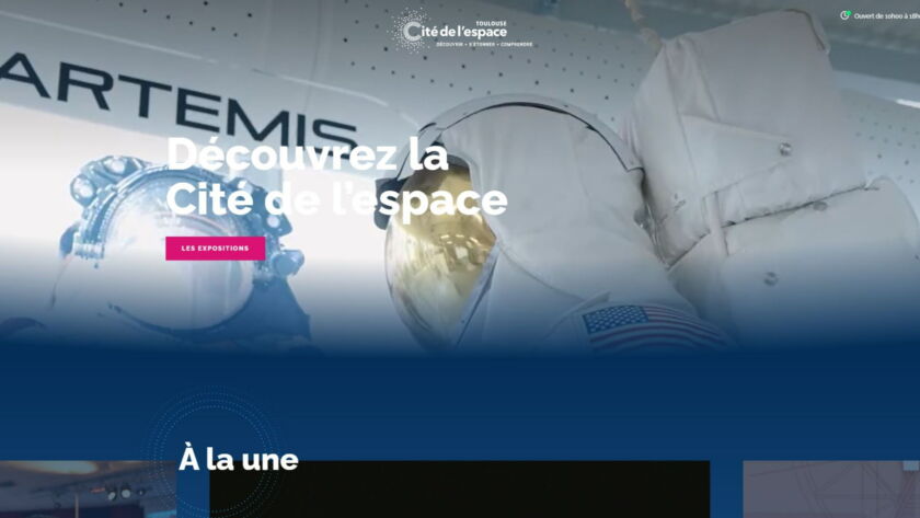 Image d'une des pages du site de la cité de l'espace afin d'illustrer le travail de web analytique qui a été réalisé pour la cité de l espace toulouse