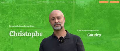 Page d'accueil du site web formatio-jardinage.fr avec Christophe Gaudry mis en avant