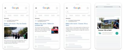 Images de plusieurs visuels des publicités google ads des grandes courses du grand paris