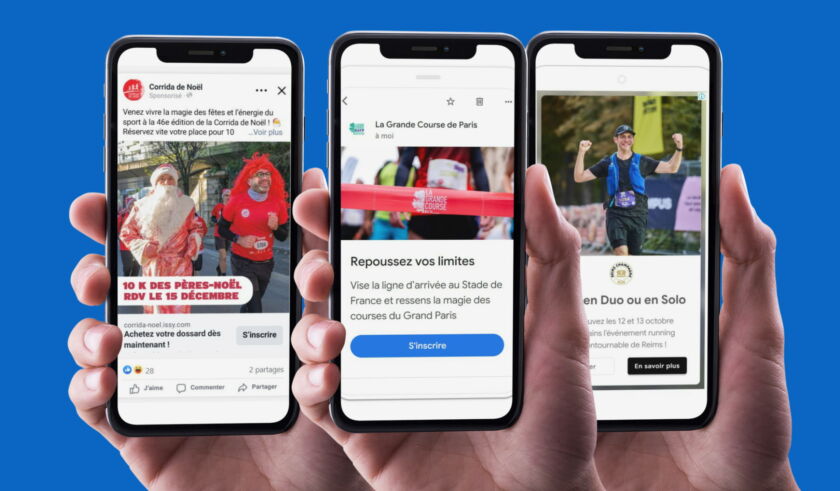 Images de plusieurs visuels des publicités google ads des grandes courses du grand paris