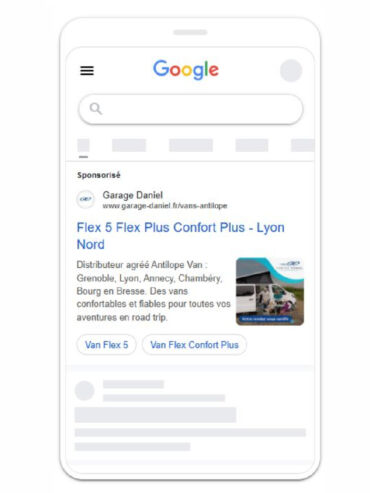 publicité google search pour garage