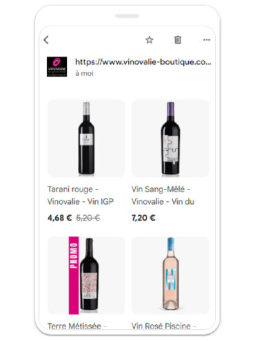 publicité google shopping pour le vin
